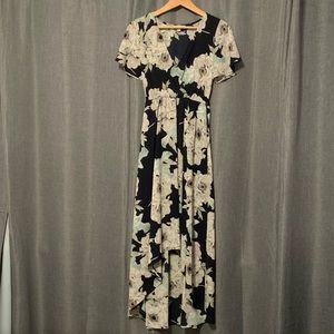 Illa Illa High/Low Navy Blue Floral Dress
